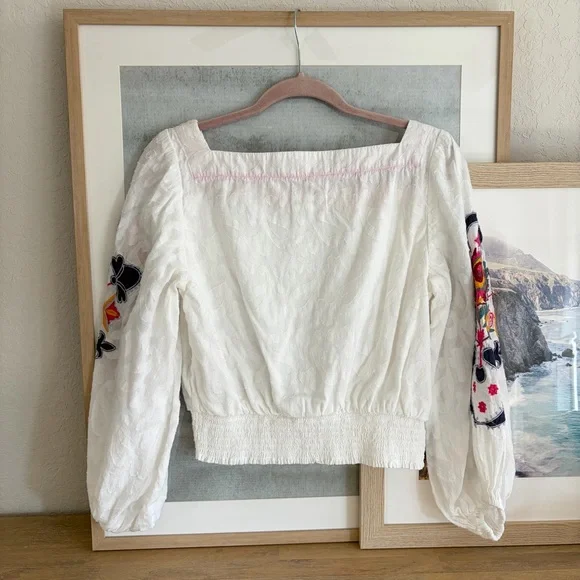 Anthropologie White Embroidered Crop Top Sz Small - Picture 9 of 12
